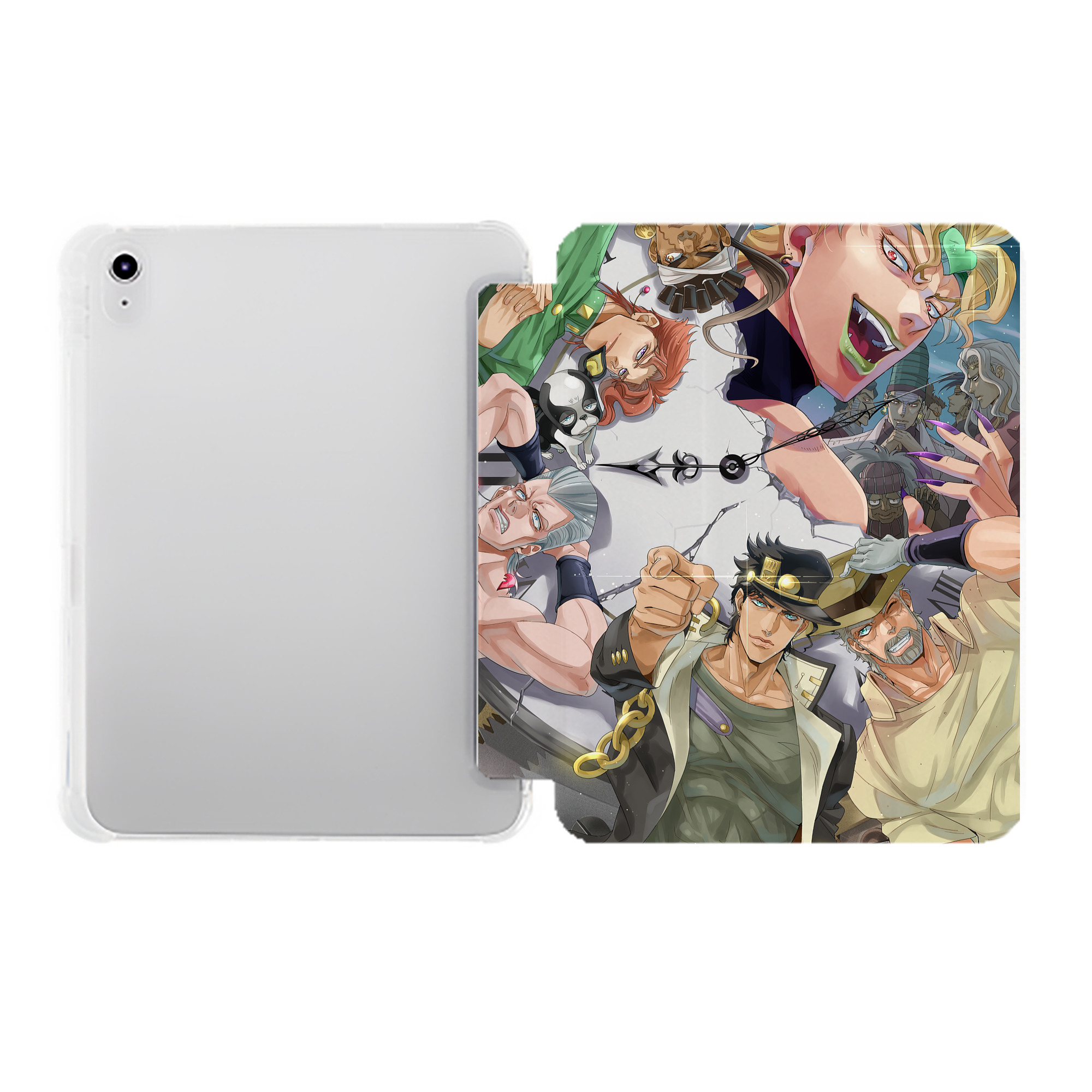 （画像用） ジョジョの奇妙な冒険 JoJo's Bizarre Adventure IPad ケース ペン収納付き 三つ折りスタンド PUレザー×シリコン 対応機種9.5/10.5/10.9インチ